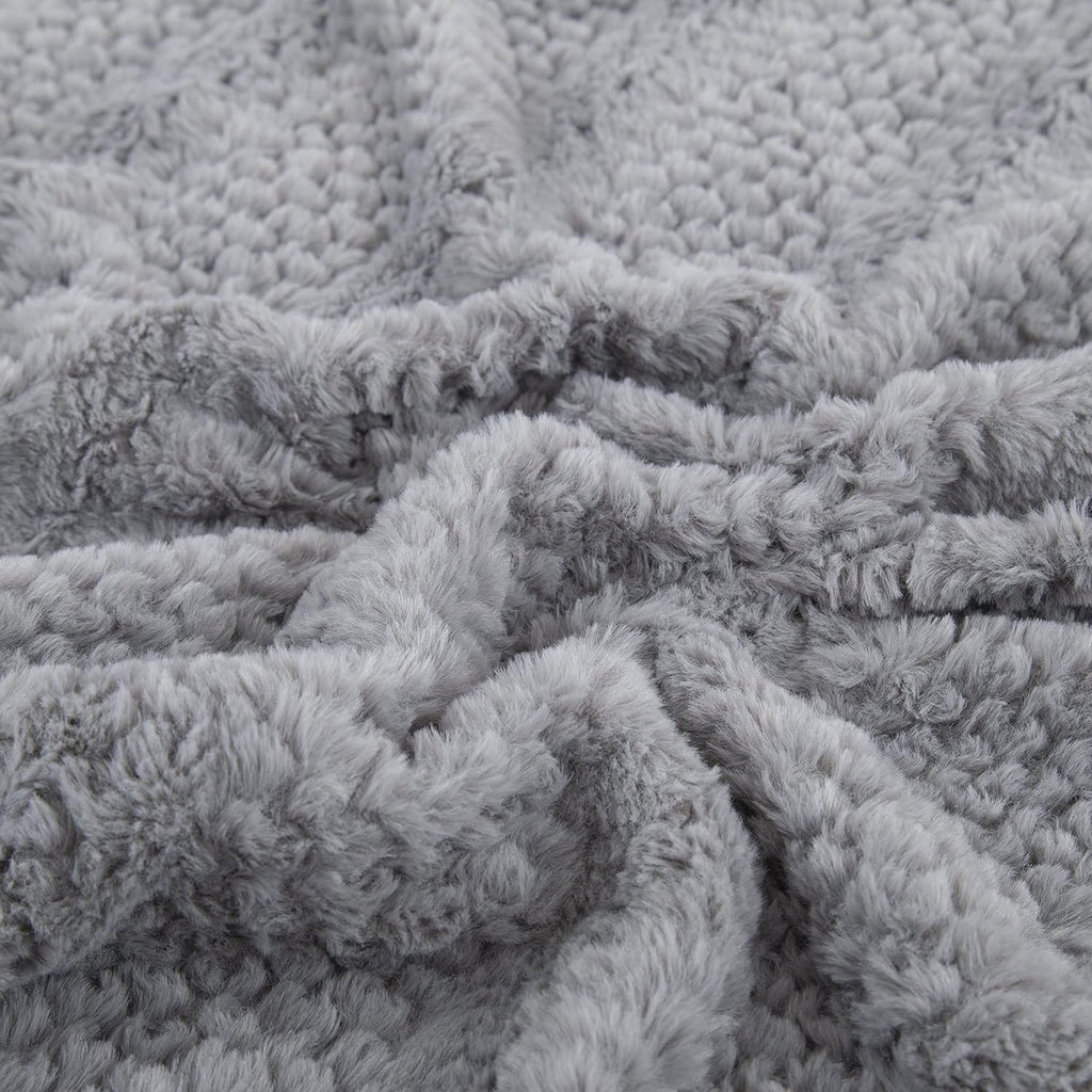 Tache Dark Grey Faux Fur Throw Blanket Bubble Textured Striped Embossed (#11)