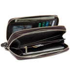 Men's Cowhide Double Zipper Wallet