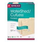 Smead WaterShed/CutLess File Folders, 1/3-Cut Tabs: Assorted, Letter Size, 0.75" Expansion, Manila, 100/Box