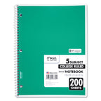 Mead Spiral Notebook, 5 Subject, Medium/College Rule, Randomly Assorted Covers, 11 x 8, 200 Sheets
