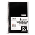 Mead Spiral Notebook, 3-Subject, Medium/College Rule, Randomly Assorted Cover Color, (150) 9.5 x 5.5 Sheets (06900)