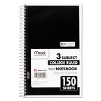 Mead Spiral Notebook, 3-Subject, Medium/College Rule, Randomly Assorted Cover Color, (150) 9.5 x 5.5 Sheets (06900)