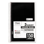 Mead Spiral Notebook, 3 Subject, Medium/College Rule, Randomly Assorted Covers, 9.5 x 5.5, 150 Sheets