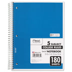 Mead Spiral Notebook, 5 Subject, Medium/College Rule, Randomly Assorted Covers, 10.5 x 8, 180 Sheets