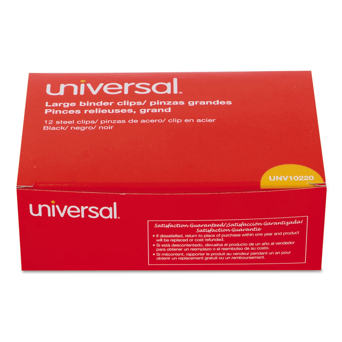 Universal Binder Clips, Large, Black/Silver, 12/Box