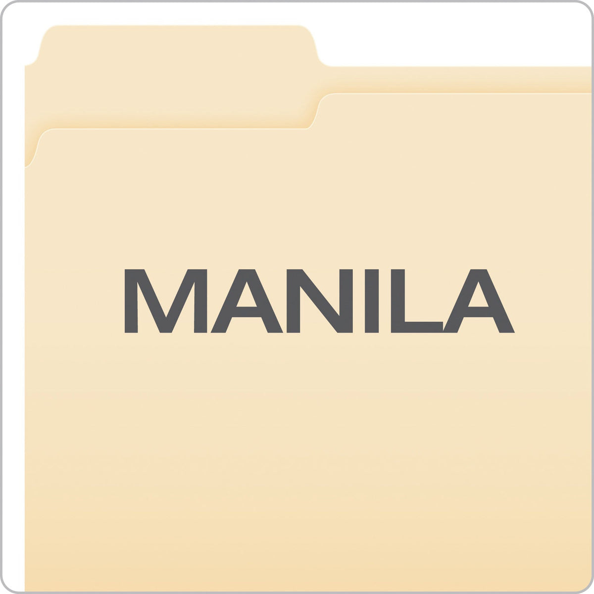 Pendaflex CutLess WaterShed File Folders, 1/3-Cut Tabs: Assorted, Letter Size, Manila, 100/Box