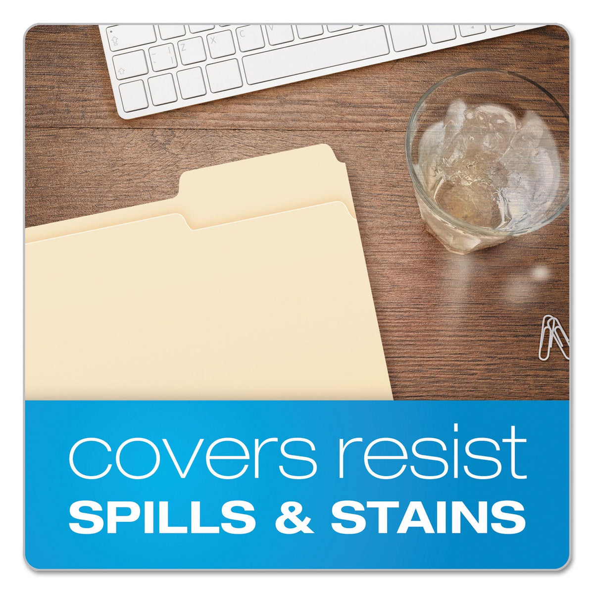 Pendaflex CutLess WaterShed File Folders, 1/3-Cut Tabs: Assorted, Letter Size, Manila, 100/Box