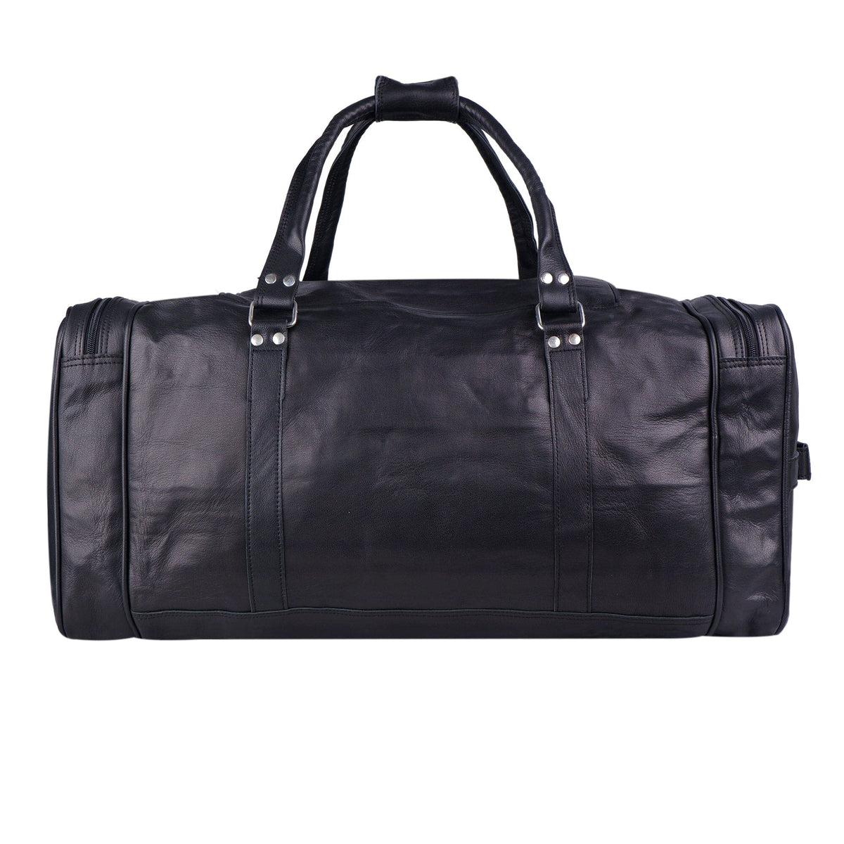 Black Leather Travel Duffel Bag + Free Toiletry Bag