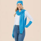3PCS - Solid Winter Beanie Hat Scarf Gloves Set