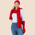 3PCS - Solid Winter Beanie Hat Scarf Gloves Set