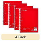 4 Pack College Rule 1 Subject Notebooks 8x10.5 (70 Sheets)