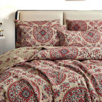 Tache Bohemian Desert Medallion Boteh Paisley Taupe Throw Pillow Covers / Euro Sham (TJ3502)