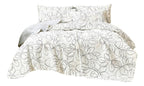 Tache Modern Abstract Leaf Line Art Foliage White Grey Black Gold Reversible Quilt Set (TJ357)