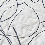 Tache Modern Abstract Leaf Line Art Foliage White Grey Black Gold Reversible Quilt Set (TJ357)