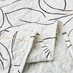 Tache Modern Abstract Leaf Line Art Foliage White Grey Black Gold Reversible Quilt Set (TJ357)