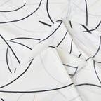 Tache Modern Abstract Leaf Line Art Foliage White Grey Black Gold Fitted Sheet / Flat Sheet (TJ3571)
