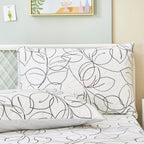 Tache Modern Abstract Leaf Line Art Foliage White Grey Black Gold Fitted Sheet / Flat Sheet (TJ3571)