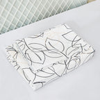 Tache Modern Abstract Leaf Line Art Foliage White Grey Black Gold Fitted Sheet / Flat Sheet (TJ3571)