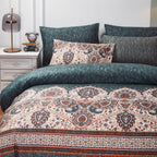 Tache Rustic Paisley Mandala Palace Floral Watercolor Dark Teal Duvet Cover (KF174)