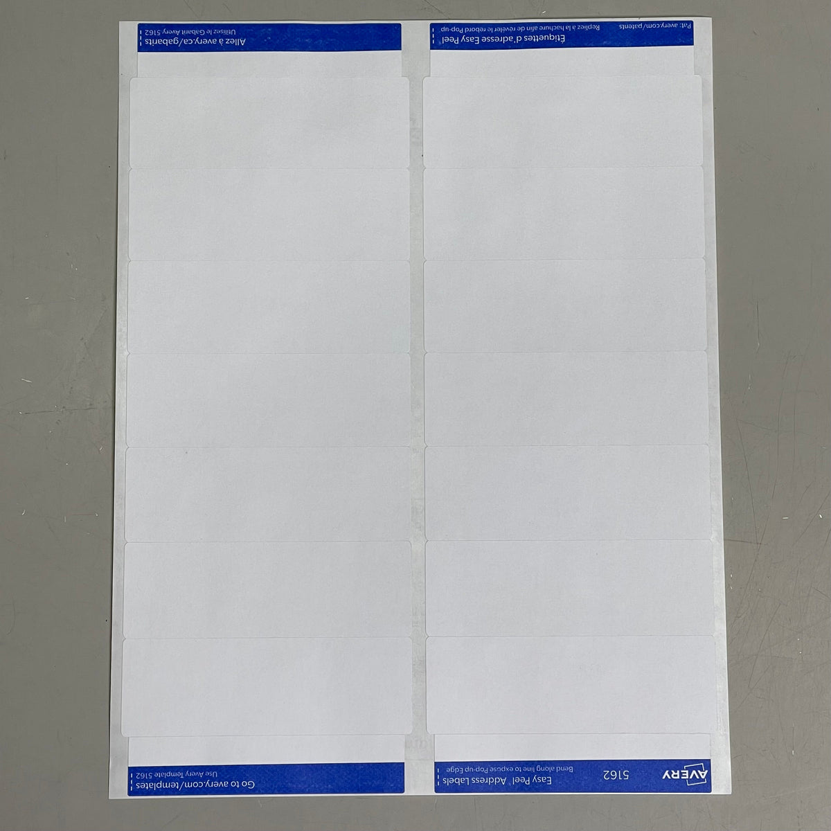 AVERY Easy Peel Sure Feed Address Labels 14 Sheet 1-1/3"x 4" Adhesive White 5162