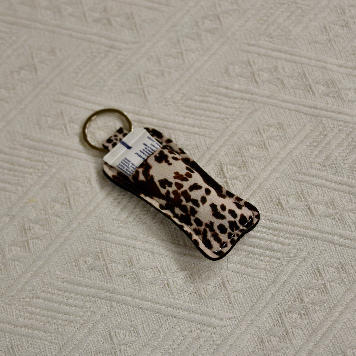 Chapstick Holder Keychain – Cow Print, Camo Pink Bow, Cowboy Toile, Barn Toile, croquette, duck, moon