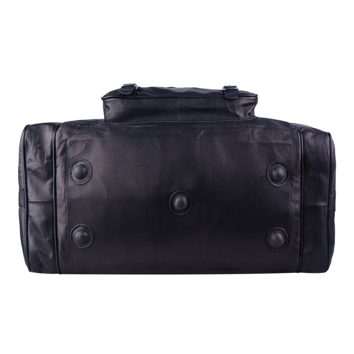 Black Leather Travel Duffel Bag + Free Toiletry Bag