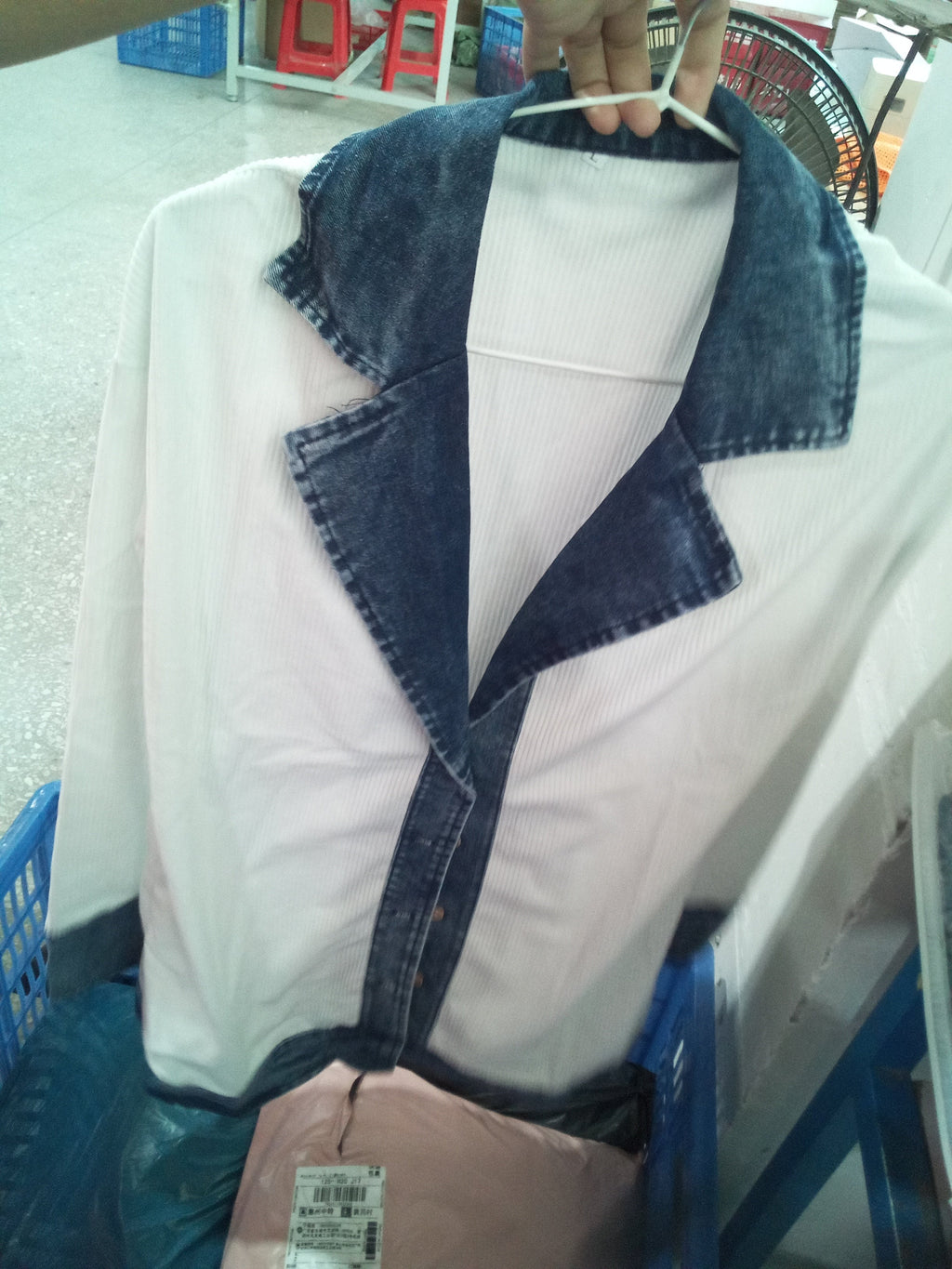 Denim Patchwork Button-Down Jacket – Long Sleeve Lapel Top for Women
