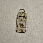 Chapstick Holder Keychain – Cow Print, Camo Pink Bow, Cowboy Toile, Barn Toile, croquette, duck, moon