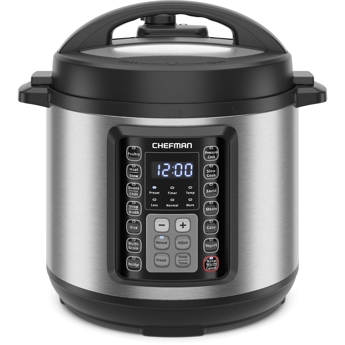Chefman 13-in-1 Electric Pressure Cooker, 6-Quart Multicooker with Touchscreen Controls, Slow Cooker, Steamer, Sauté, Soup, Chili, Delay Start & Keep Warm, Stainless Steel