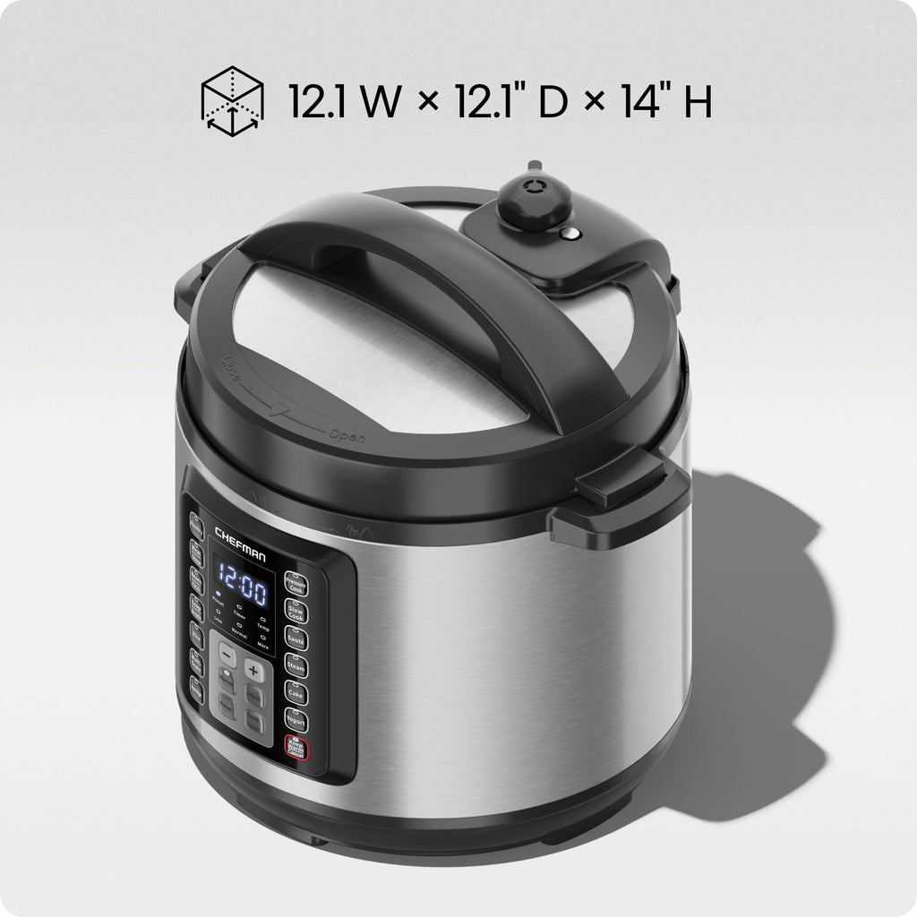 Chefman 13-in-1 Electric Pressure Cooker, 6-Quart Multicooker with Touchscreen Controls, Slow Cooker, Steamer, Sauté, Soup, Chili, Delay Start & Keep Warm, Stainless Steel