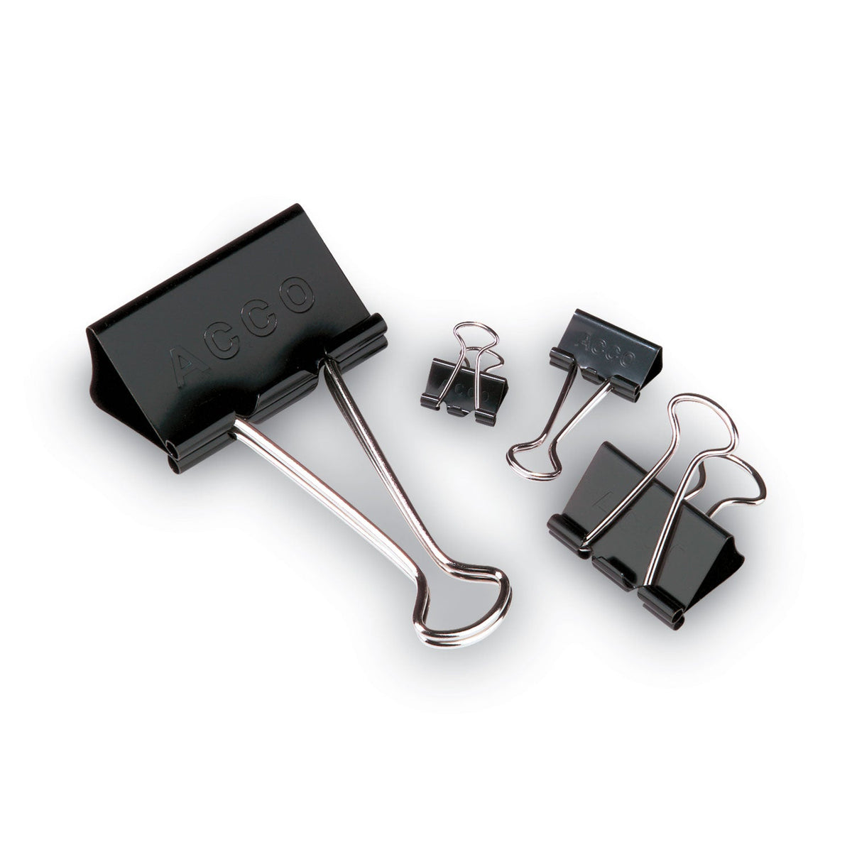 ACCO Binder Clips, Large, Black/Silver, Dozen