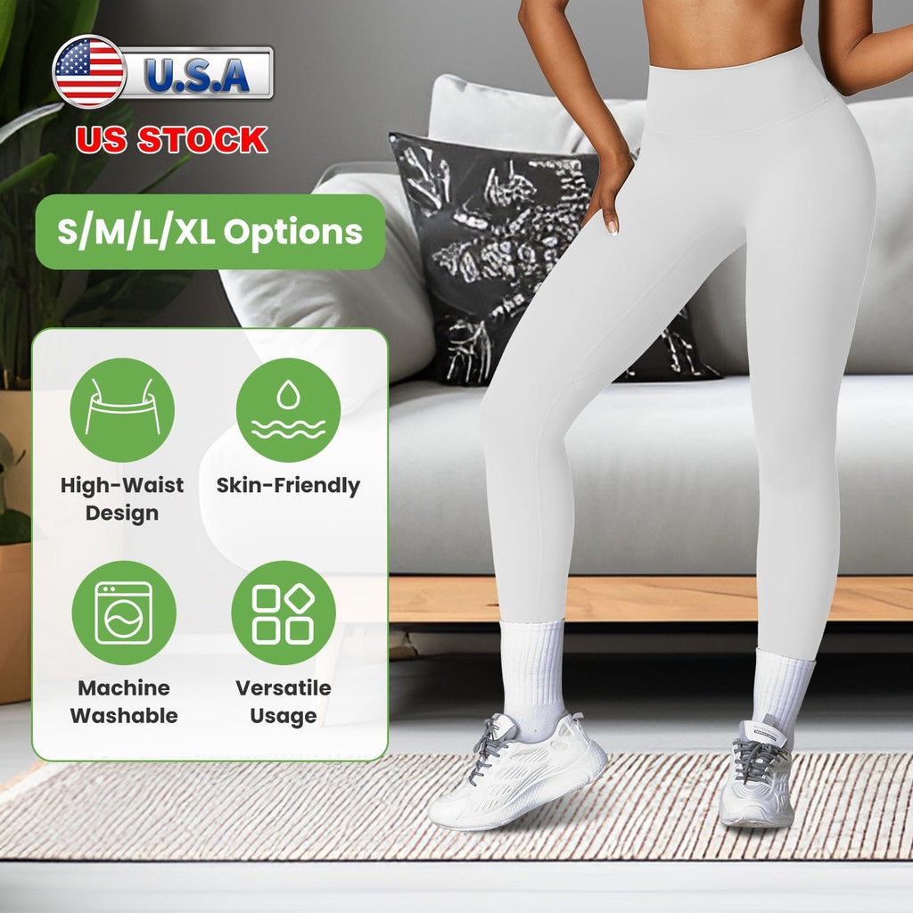 Women\'s High Waist Workout Leggings Tummy Control Compression Yoga Tight Pants Gym Pants Athletic Running Leggings with 25In Inseam No Front Seam