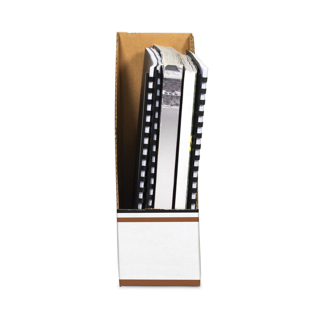 Bankers Box Corrugated Cardboard Magazine File, 4 x 9 x 11.5, Wood Grain, 12/Carton