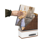Bankers Box Corrugated Cardboard Magazine File, 4 x 9 x 11.5, Wood Grain, 12/Carton