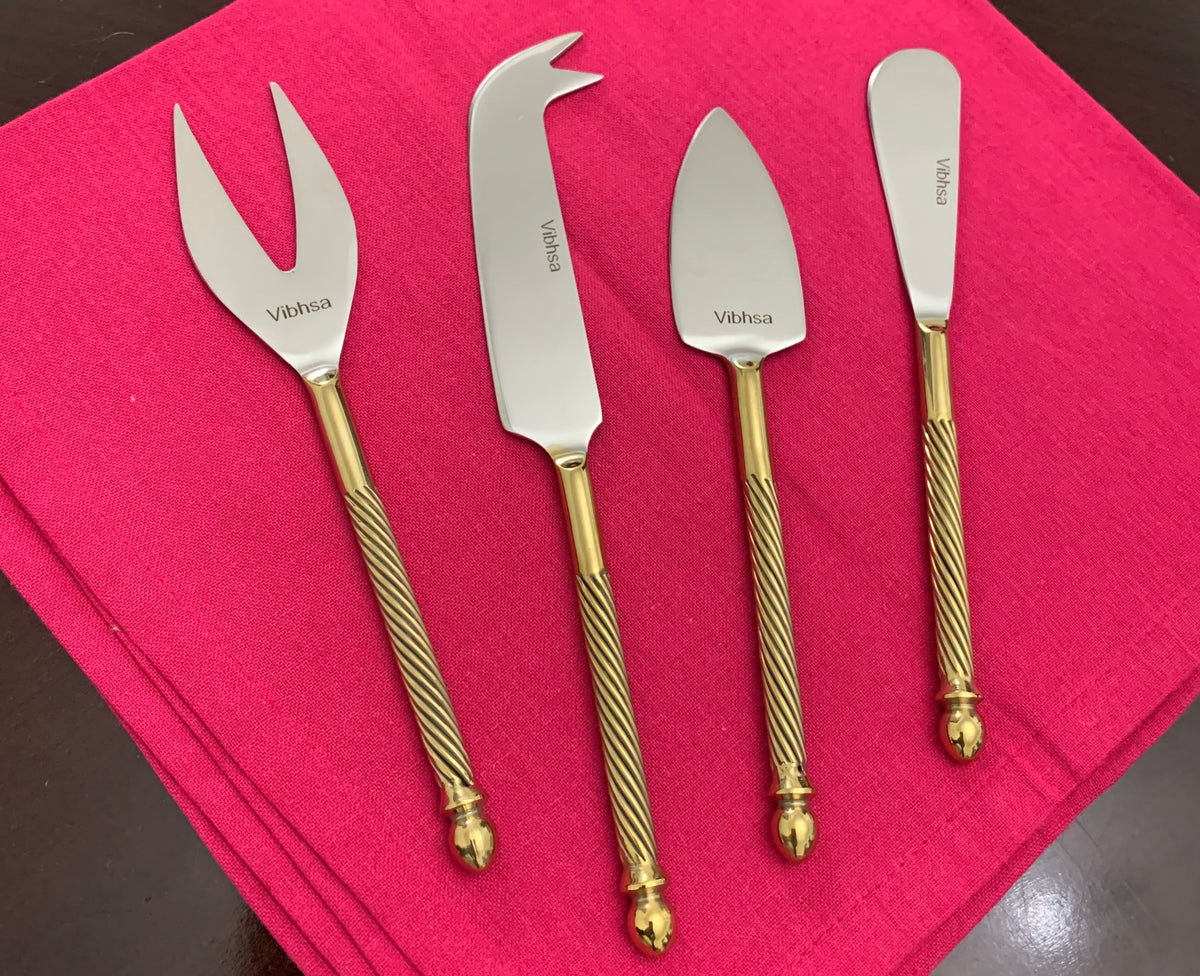 Vibhsa Cheese knives set of 4 Stainless Steel, Gold