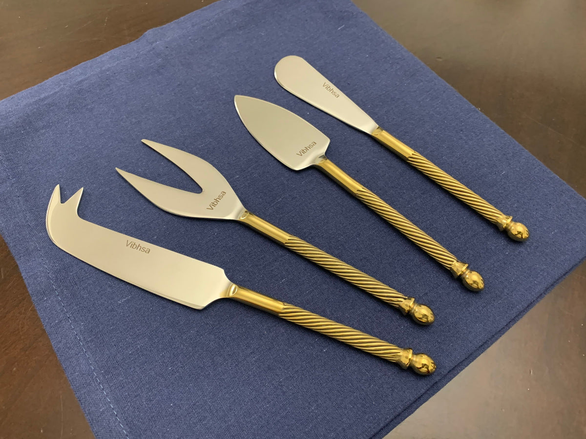 Vibhsa Cheese knives set of 4 Stainless Steel, Gold