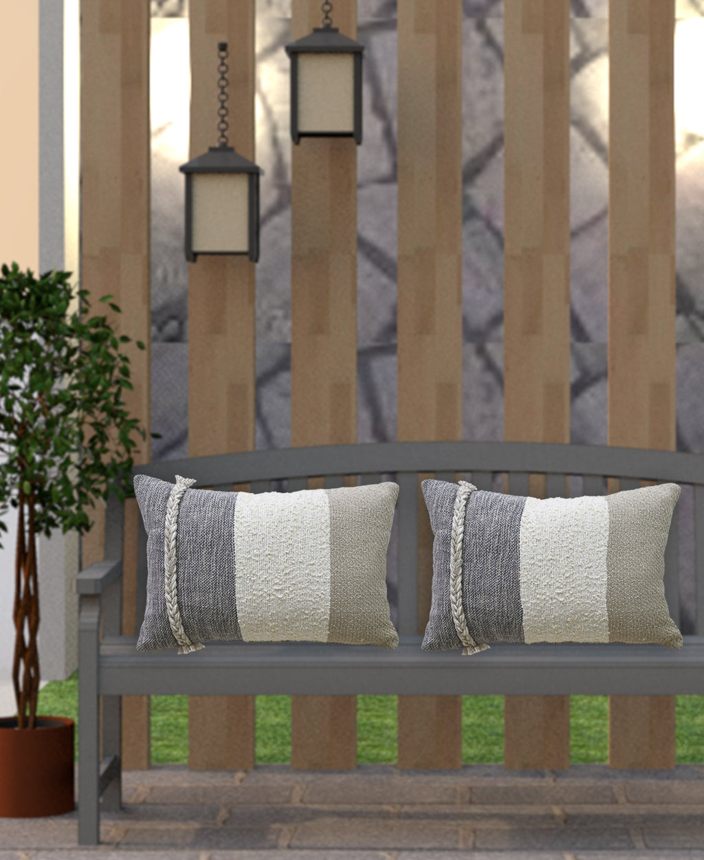 Vibhsa Handloom Woven Wooden Textured Decorative Pillow