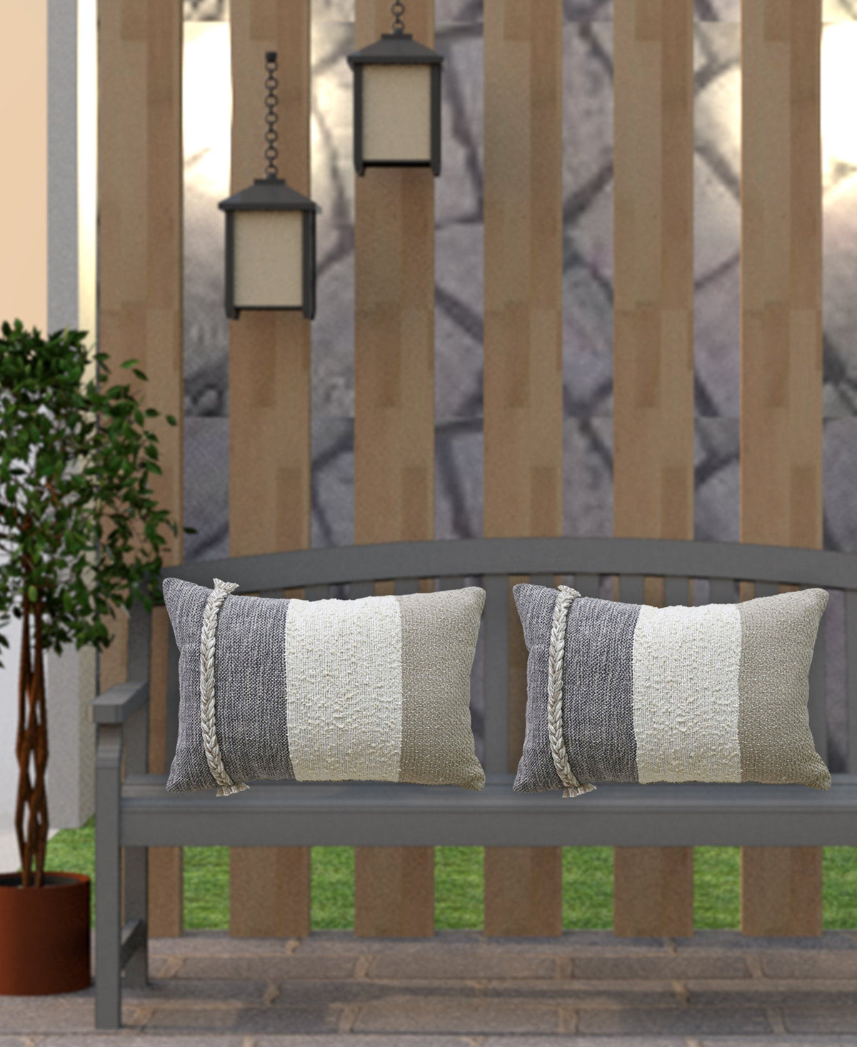 Vibhsa Handloom Woven Wooden Textured Decorative Pillow