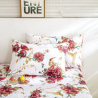 Tache Floral Hummingbirds Burgundy White Vintage Rose Garden Pillowcase (SD-7676)