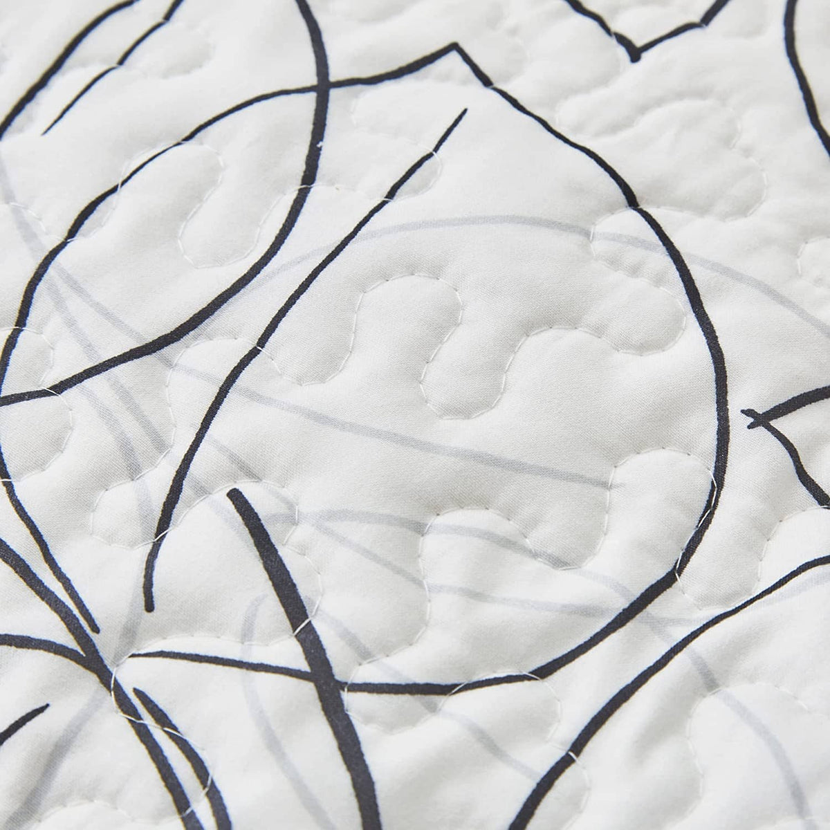 Tache Modern Abstract Leaf Line Art Foliage White Grey Black Gold Pillow Shams (TJ3571)
