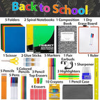 Trail maker Back to School Supplies 60 Piece Bundle Kit for Girls, Boys, Kids, Back to School Supply Box Set Includes Notebooks, Folders, Composition Book, Headphones, Ruler, and More