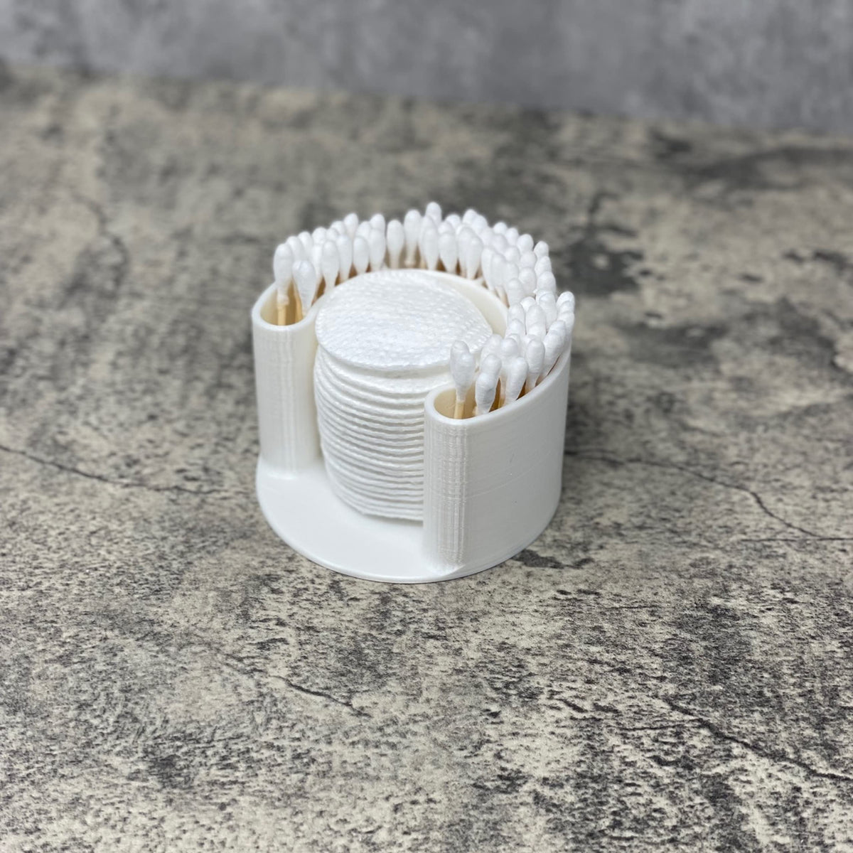 Cotton Swab Bathroom Organizer - Perfect for Qtips and Exfoliating or Cotton Pads - Convenient Access to Qtips, Cotton Swabs, and Exfoliating Pads in Your Bathroom - Clean White Finish