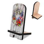 American Wreath Cell Phone Stand Wood Mobile Tablet Holder Charging Station Organizer - 892098-DG