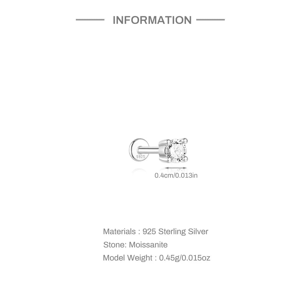 Single Moissanite Earring: Mini Stud & Hoop Styles