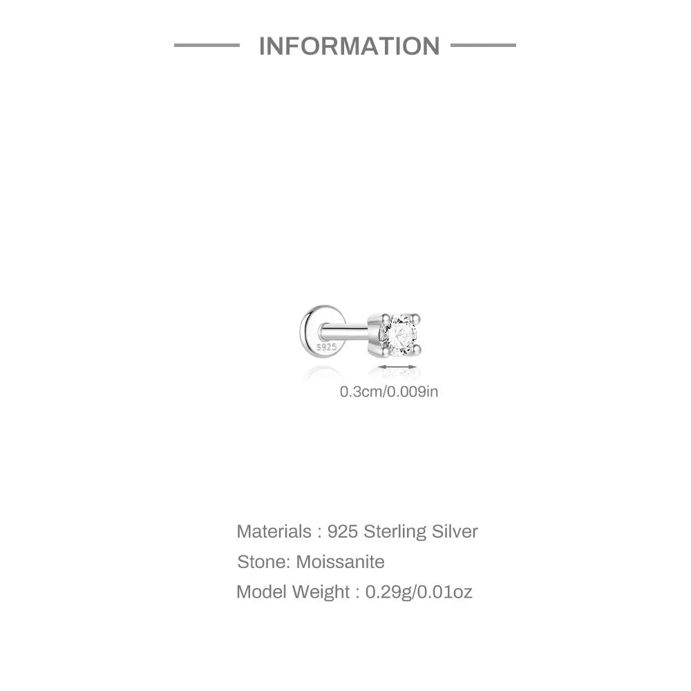 Single Moissanite Earring: Mini Stud & Hoop Styles