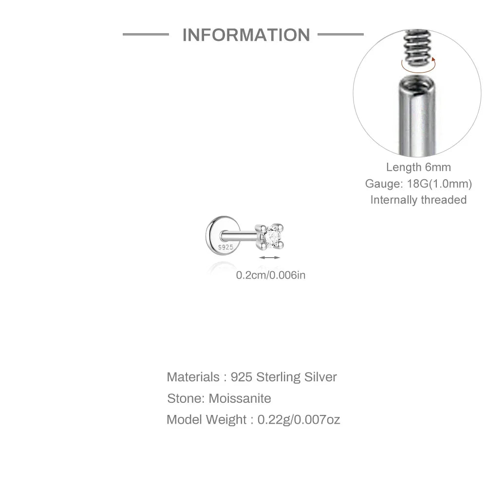 Single Moissanite Earring: Mini Stud & Hoop Styles