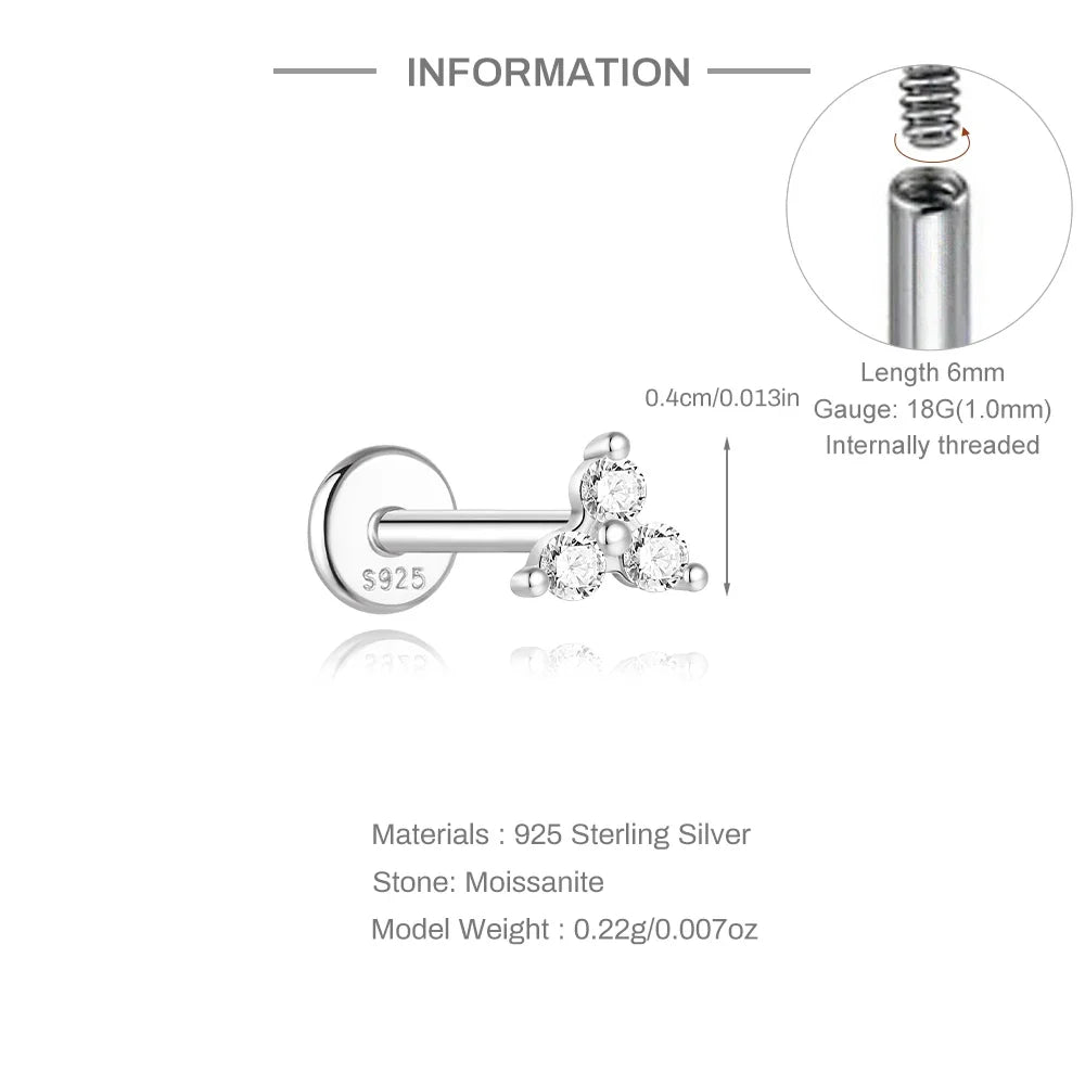 Single Moissanite Earring: Mini Stud & Hoop Styles
