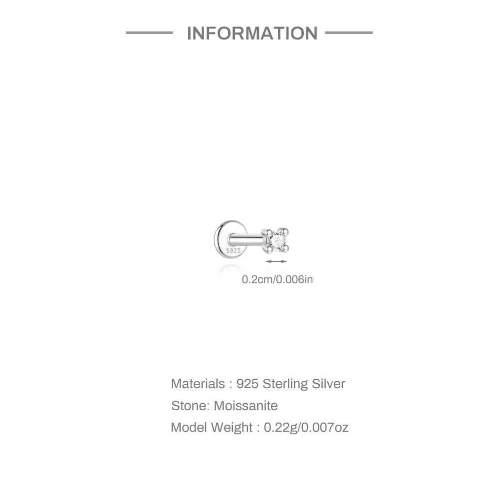 Single Moissanite Earring: Mini Stud & Hoop Styles