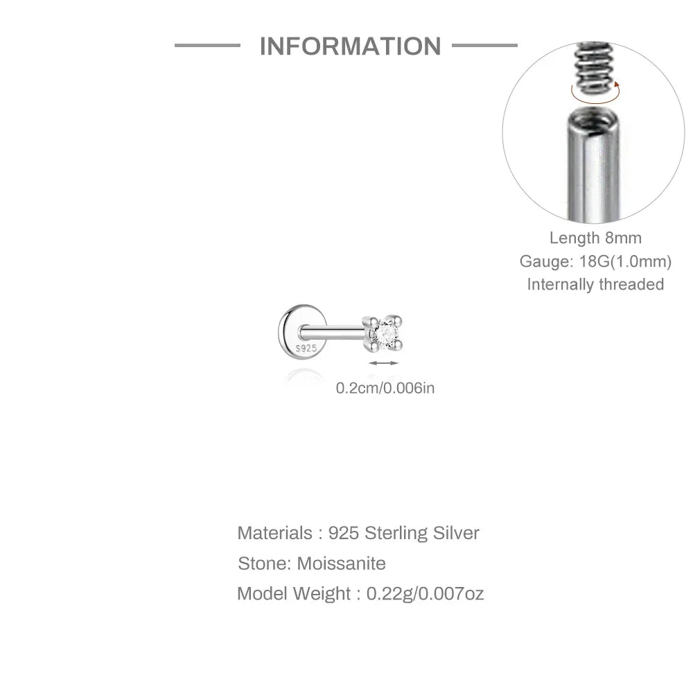 Single Moissanite Earring: Mini Stud & Hoop Styles