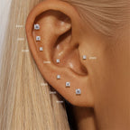 Single Moissanite Earring: Mini Stud & Hoop Styles